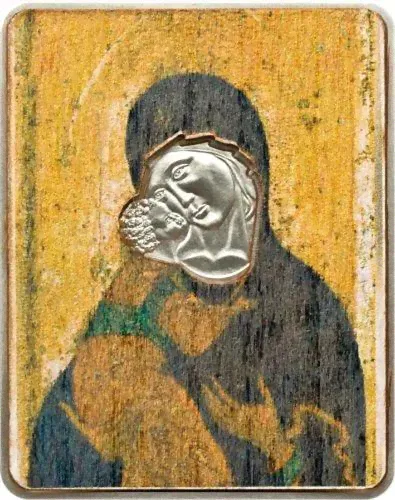 Острова Кука 5 долларов, 2008 год. Андрей Рублев. Владимирская икона Богоматери-0
