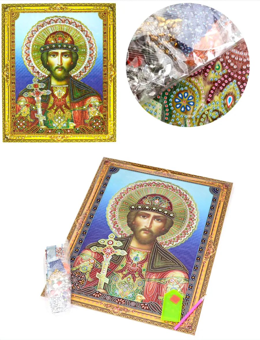 Алмазная мозаика на подрамнике «Святой князь Андрей Боголюбский» икона-0