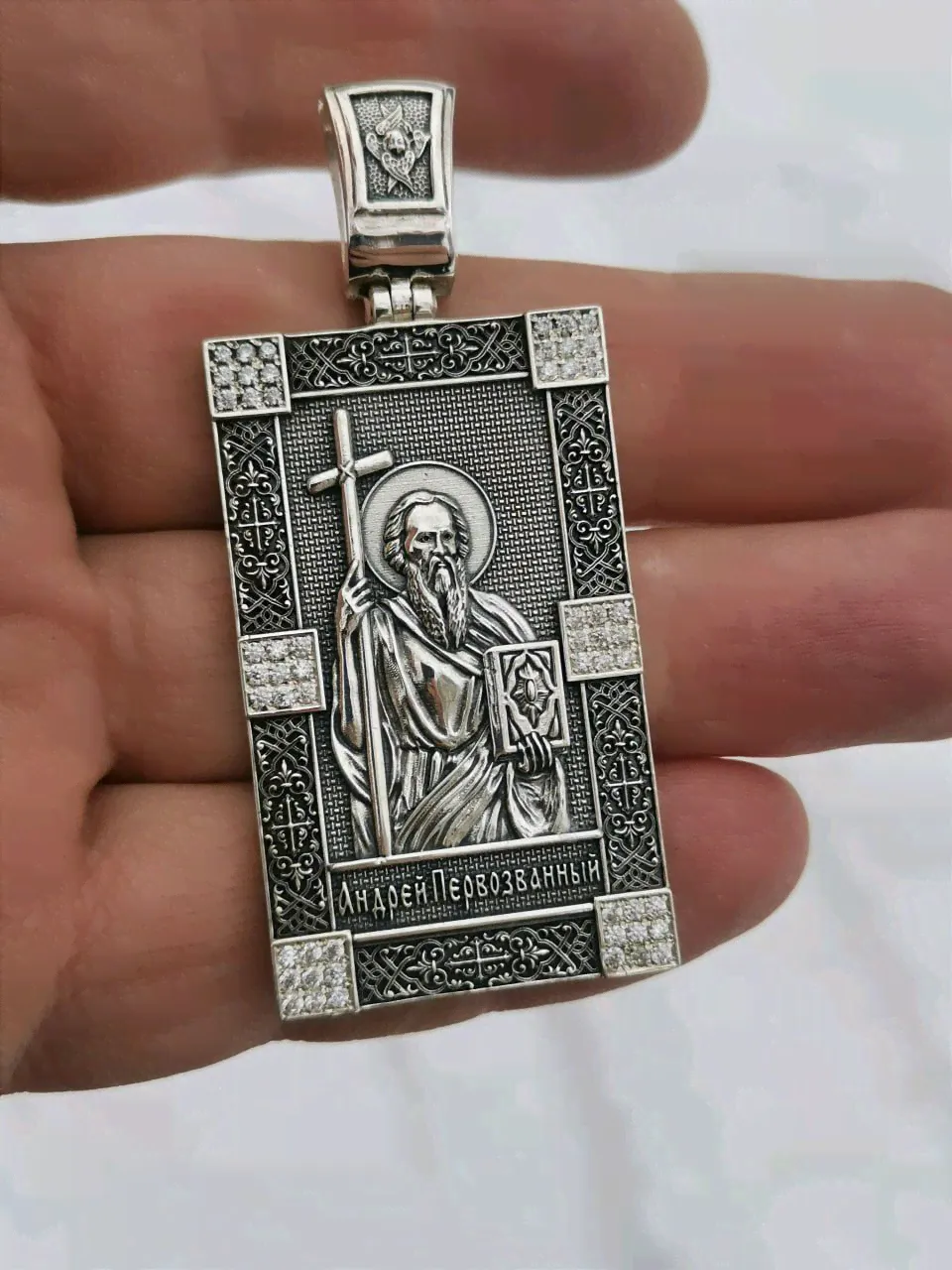 Подвеска нательная икона Андрей Первозванный, серебро 925 пробы