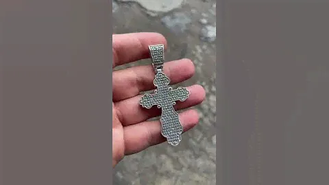 Крест мужской с фианитами, серебро 925